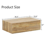 Tavolino moderno in MDF, motivi a trama color legno chiaro, design elegante, 39.3*23.6*12