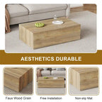Tavolino moderno in MDF, motivi a trama color legno chiaro, design elegante, 39.3*23.6*12