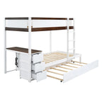 Letto a castello singolo su singolo con letto estraibile singolo e contenitori, letto con scrivania e contenitori, salvaspazio per bambini, ragazzi e adulti