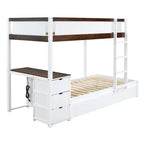 Letto a castello singolo su singolo con letto estraibile singolo e contenitori, letto con scrivania e contenitori, salvaspazio per bambini, ragazzi e adulti