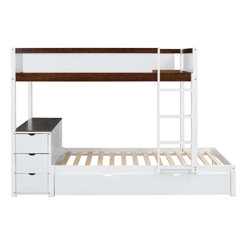 Letto a castello singolo su singolo con letto estraibile singolo e contenitori, letto con scrivania e contenitori, salvaspazio per bambini, ragazzi e adulti