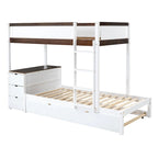 Letto a castello singolo su singolo con letto estraibile singolo e contenitori, letto con scrivania e contenitori, salvaspazio per bambini, ragazzi e adulti