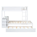 Letto a castello singolo su singolo con letto estraibile singolo e contenitori, letto con scrivania e contenitori, salvaspazio per bambini, ragazzi e adulti