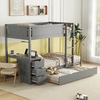 Letto a castello singolo su singolo con letto estraibile singolo e contenitori, letto con scrivania e contenitori, salvaspazio per bambini, ragazzi e adulti