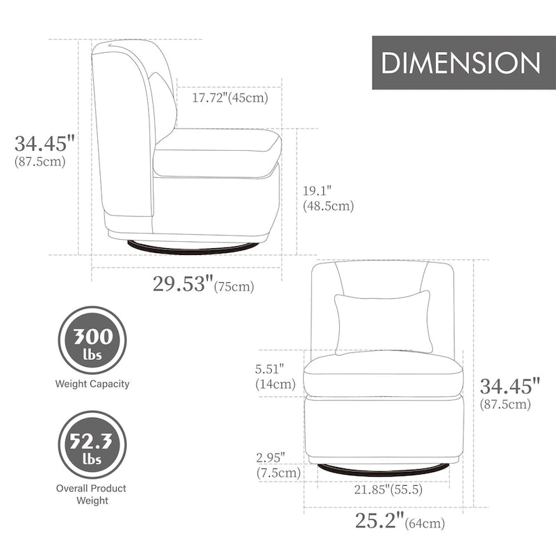 Poltrona da ufficio in ciniglia con seduta ampia 25'', base in metallo girevole a 360°