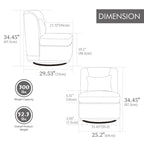 Poltrona da ufficio in ciniglia con seduta ampia 25'', base in metallo girevole a 360°