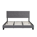 Letto Imbottito King Size con Testiera in Tessuto di Lino Capitonnè