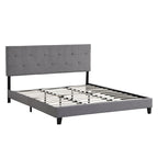 Letto Imbottito King Size con Testiera in Tessuto di Lino Capitonnè