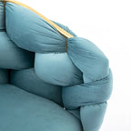 Sedia d'Appoggio Moderna Blu da 28.7" Rivestita in Velluto con Gambe in Metallo Placcato Oro
