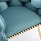 Sedia d'Appoggio Moderna Blu da 28.7" Rivestita in Velluto con Gambe in Metallo Placcato Oro