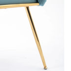 Sedia d'Appoggio Moderna Blu da 28.7" Rivestita in Velluto con Gambe in Metallo Placcato Oro