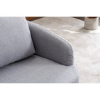 Poltroncina girevole moderna blu chiaro da 77 cm con base rotonda in legno massello marrone
