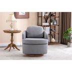 Poltroncina girevole moderna blu chiaro da 77 cm con base rotonda in legno massello marrone
