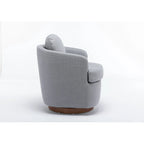 Poltroncina girevole moderna blu chiaro da 77 cm con base rotonda in legno massello marrone