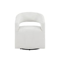 Poltrona rotonda Celeste Modern Boucle con schienale aperto e braccioli curvi, poltrona girevole di