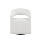 Poltrona rotonda Celeste Modern Boucle con schienale aperto e braccioli curvi, poltrona girevole di