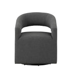 Poltrona rotonda Celeste Modern Boucle con schienale aperto e braccioli curvi, poltrona girevole di