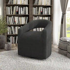 Celeste Modern Boucle Round Barrel Chair Open Back and Curved Arm, Swivel Armchair by  