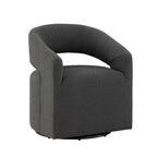 Poltrona rotonda Celeste Modern Boucle con schienale aperto e braccioli curvi, poltrona girevole di