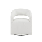 Poltrona rotonda Celeste Modern Boucle con schienale aperto e braccioli curvi, poltrona girevole di