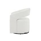 Poltrona rotonda Celeste Modern Boucle con schienale aperto e braccioli curvi, poltrona girevole di