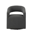 Poltrona rotonda Celeste Modern Boucle con schienale aperto e braccioli curvi, poltrona girevole di