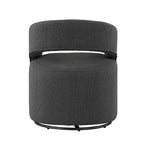 Poltrona rotonda Celeste Modern Boucle con schienale aperto e braccioli curvi, poltrona girevole di