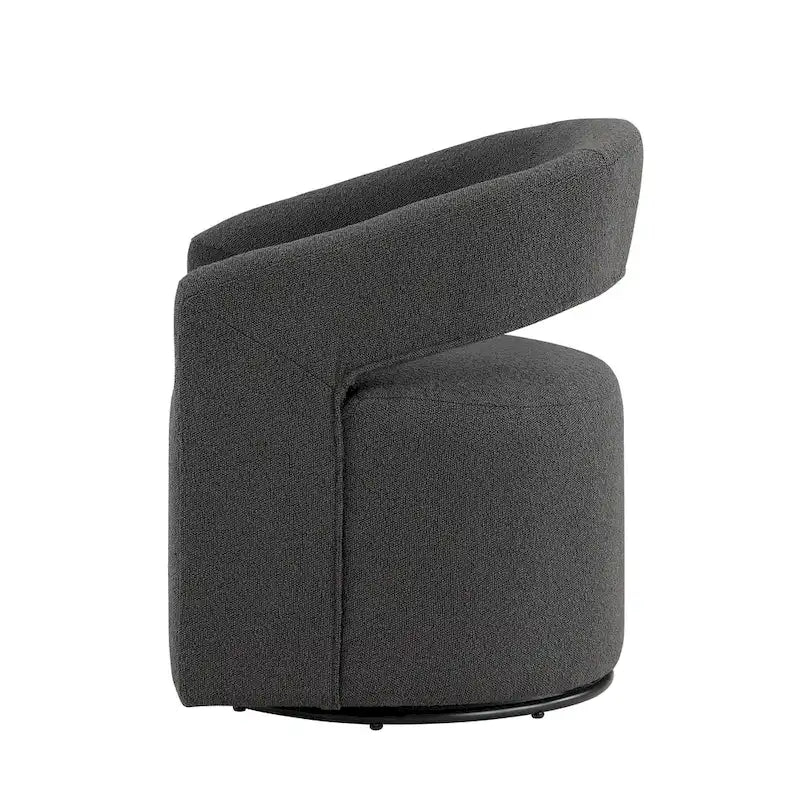 Poltrona rotonda Celeste Modern Boucle con schienale aperto e braccioli curvi, poltrona girevole di