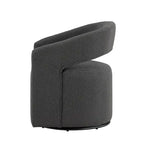 Poltrona rotonda Celeste Modern Boucle con schienale aperto e braccioli curvi, poltrona girevole di