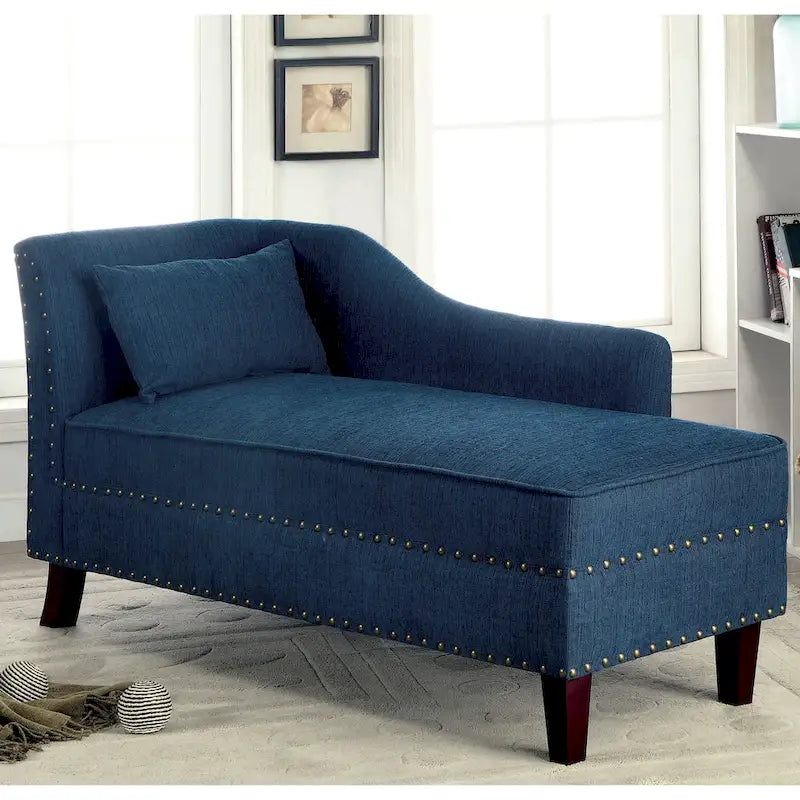 Sing Transitional Fabric Upholstered Nailhead Trim Chaise Lounge Chair by  