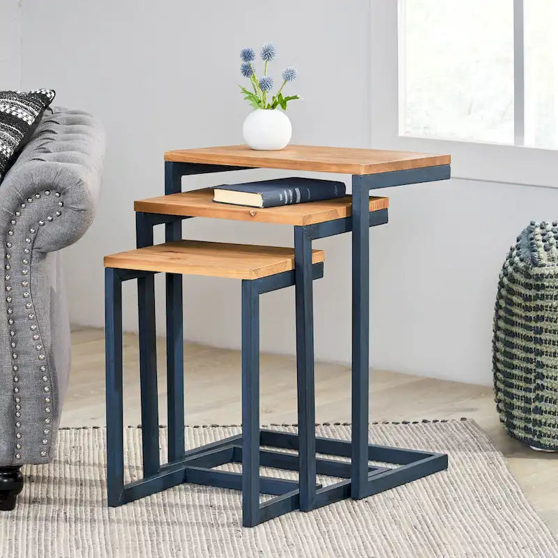 Darlah Modern Industrial Firwood Nesting Tables (Set of 3) by  