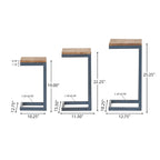 Tavolini impilabili Darlah in legno di abete e metallo in stile industriale moderno (Set di 3) by
