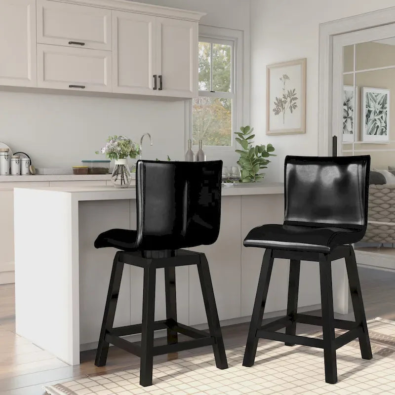 Hace Contemporary Black Swivel Counter Height Chairs (Set of 2) by  