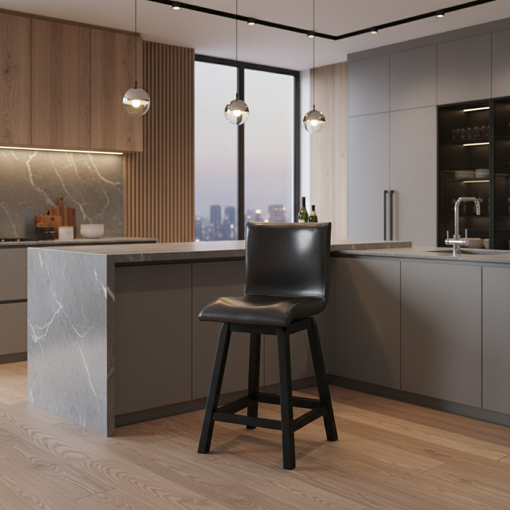 Sedie girevoli moderne nere Hace ad altezza bancone (set da 2) di