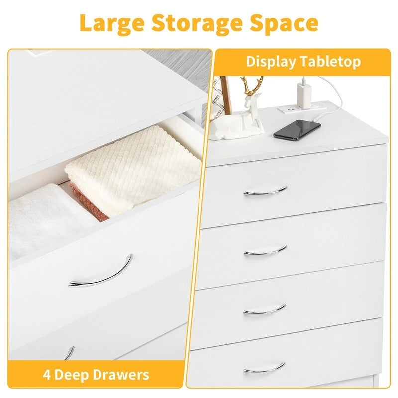 Comodino a 4 cassetti con USB