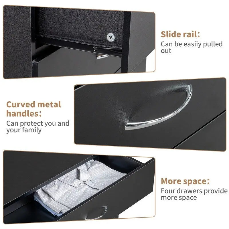 Comodino a 4 cassetti con USB