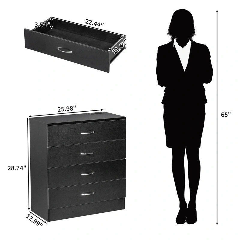 Comodino a 4 cassetti con USB