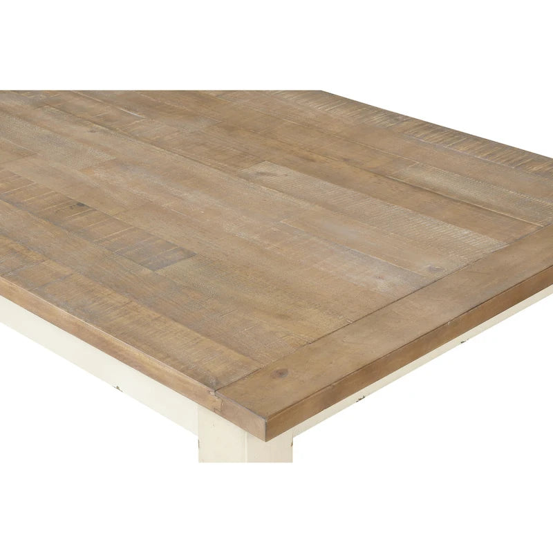 Tavolo da pranzo in legno bicolore con finitura bianco anticato Prato e rovere invecchiato