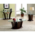 Pecs Contemporary Cherry 48-inch Glass Top 3-Piece Accent Table Set by  