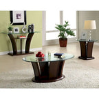 Pecs Contemporary Cherry 48-inch Glass Top 3-Piece Accent Table Set by  