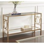 Steve Silver Oria Modern Tempered Glass and Gold Metal Sofa Table