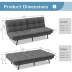 Divano Letto Futon, Divano Pieghevole in Memory Foam Convertibile per Due Posti Letto con Braccioli Regolabili per Piccoli Spazi