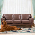 Divanetto Mid-Century in Pelle con Cuscino Imbottito da 5.9