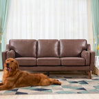 Mid-Century Leather Sofa Loveseat with 5.9  Upholstered Cushion