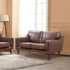 Divanetto Mid-Century in Pelle con Cuscino Imbottito da 5.9
