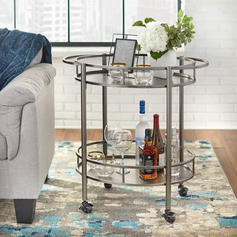 Carrello bar ovale in metallo Devin