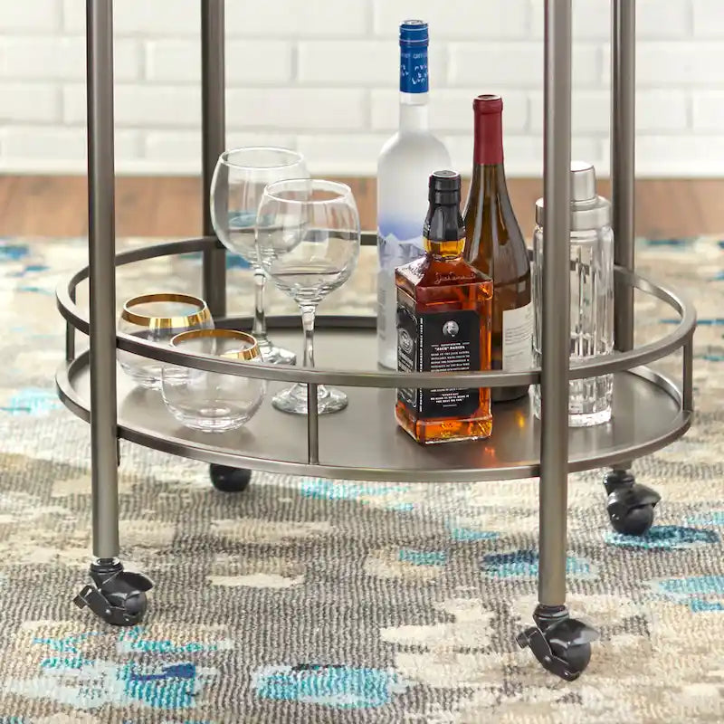 Carrello bar ovale in metallo Devin
