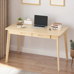   Beige Wooden Computer Desk, 47  Writing Desk with 2 Drawers
