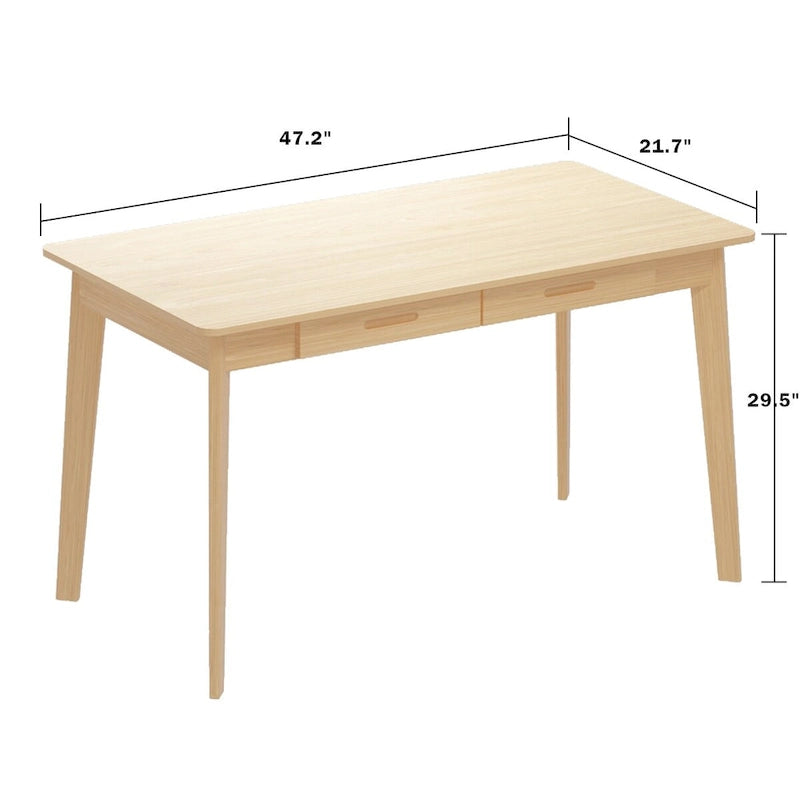 Scrivania per computer in legno beige, 120 cm Scrivania con 2 cassetti