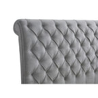 Pietro Letto a Piattaforma Sleigh Rivestito in Tessuto Grigio Trapuntato